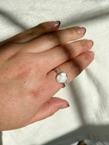 Heart Pearl Bead Wire Ring-Silver